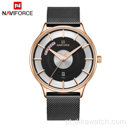 NAVIFORCE 3007 comércio exterior nova personalidade da moda relógio relógio de quartzo de malha de aço inoxidável